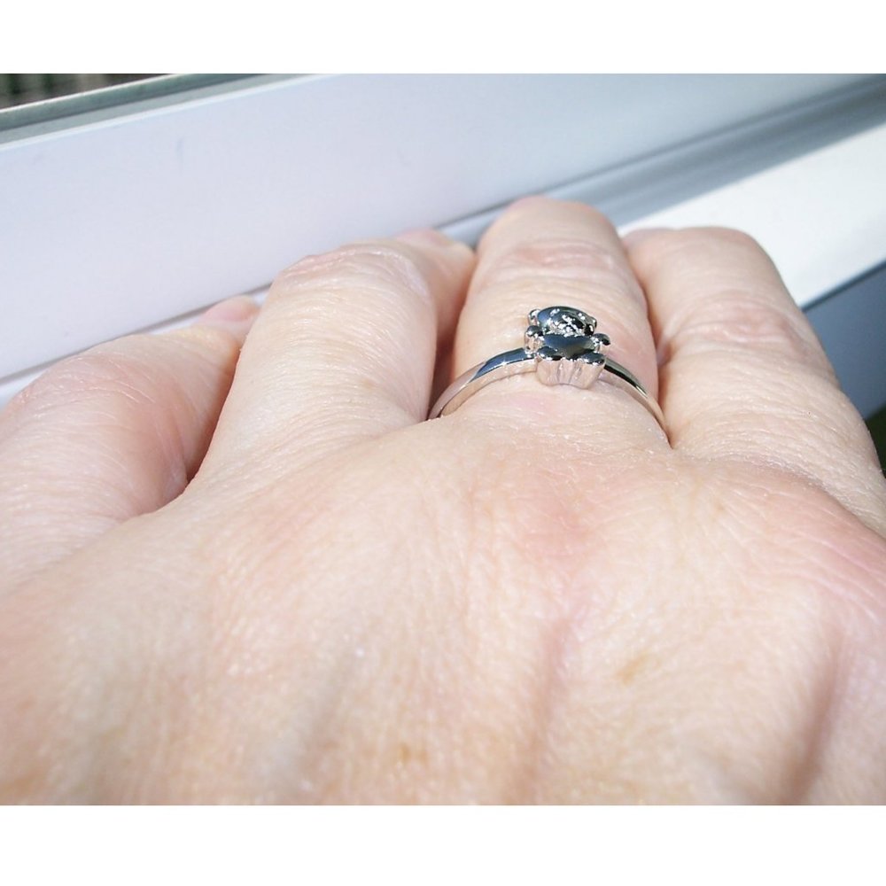 Adorable Dainty Teddy Bear Ring With Heart Belly 925 Sterling Silver - Picture 5 of 15